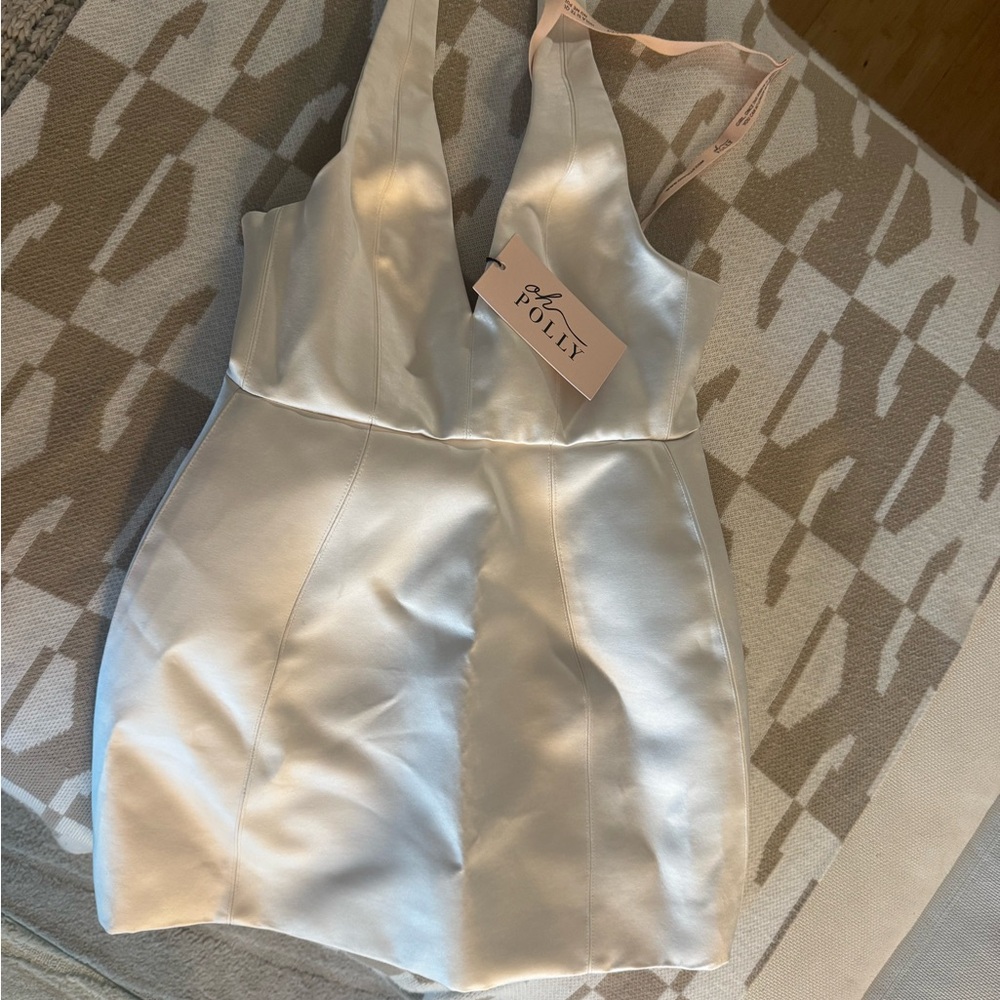 Oh Polly Satin Mini Dress - Cream